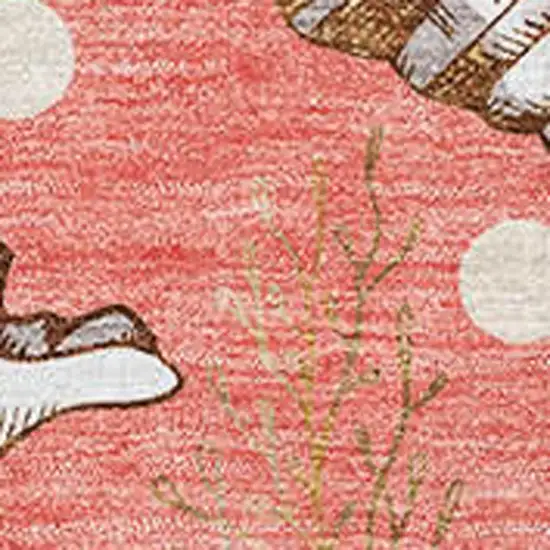 Peach Ivory And Beige Geometric Washable Area Rug With UV Protection Photo 3