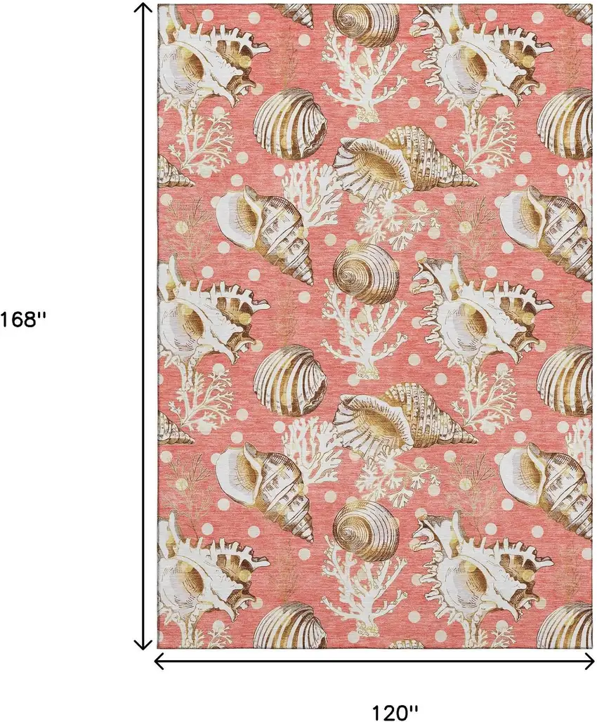 Peach Ivory And Beige Geometric Washable Area Rug With UV Protection Photo 3