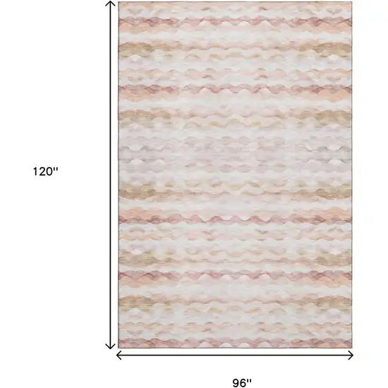 Peach Ivory And Beige Geometric Washable Area Rug With UV Protection Photo 3