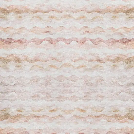 Peach Ivory And Beige Geometric Washable Area Rug With UV Protection Photo 3