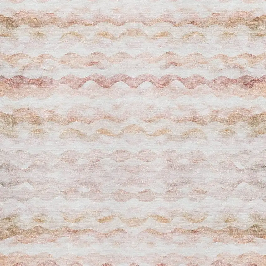 Peach Ivory And Beige Geometric Washable Area Rug With UV Protection Photo 3