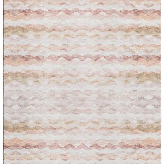 Peach Ivory And Beige Geometric Washable Area Rug With UV Protection Photo 4
