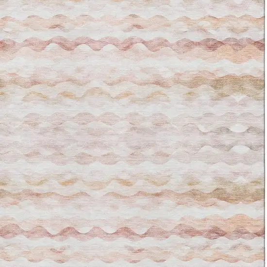 Peach Ivory And Beige Geometric Washable Area Rug With UV Protection Photo 3