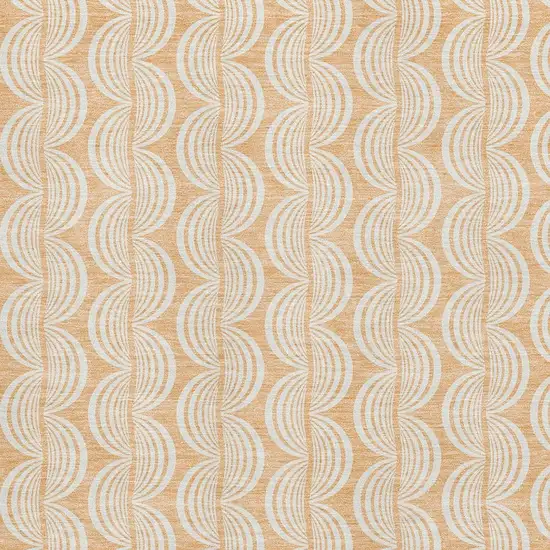 Peach Ivory And Brown Ogee Washable Area Rug With UV Protection Photo 2