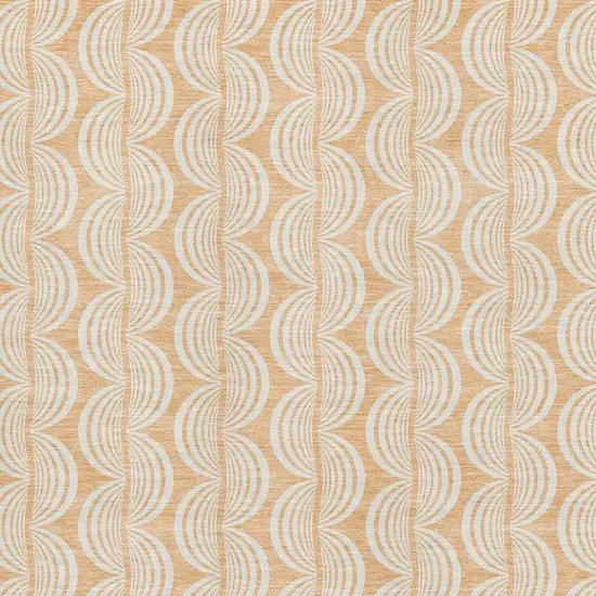 Peach Ivory And Brown Ogee Washable Area Rug With UV Protection Photo 2