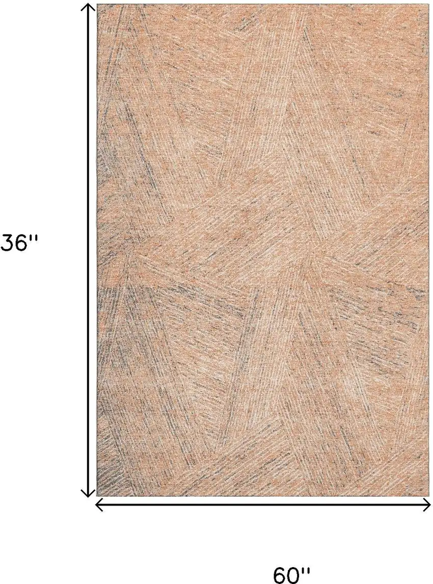 Peach Ivory And Gray Abstract Washable Area Rug With UV Protection Photo 8