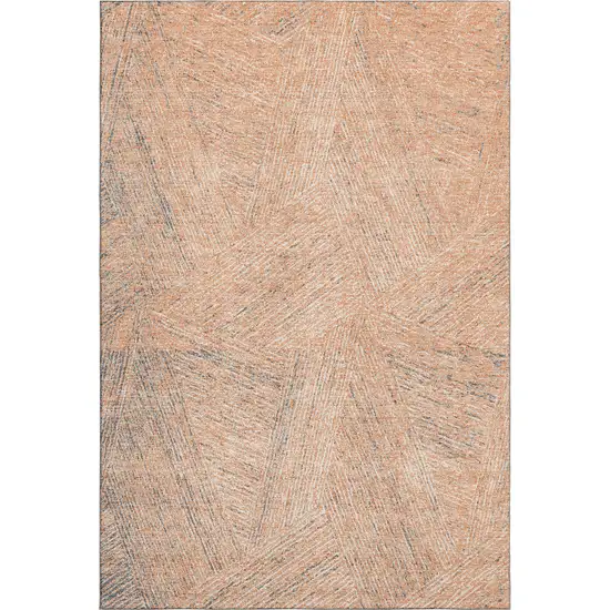 Peach Ivory And Gray Abstract Washable Area Rug With UV Protection Photo 3
