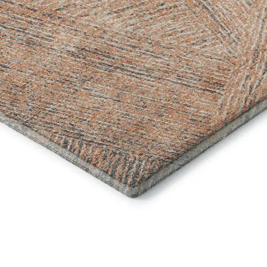 Peach Ivory And Gray Abstract Washable Area Rug With UV Protection Photo 5