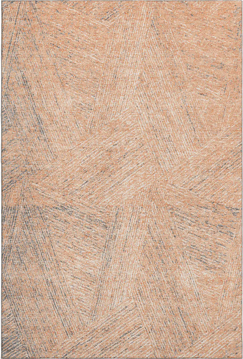 Peach Ivory And Gray Abstract Washable Area Rug With UV Protection Photo 3