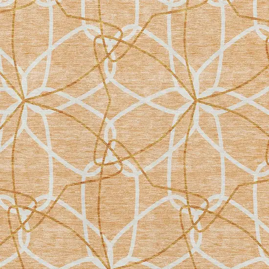 Peach Ivory And Orange Geometric Washable Area Rug With UV Protection Photo 2