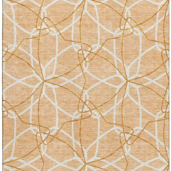 Peach Ivory And Orange Geometric Washable Area Rug With UV Protection Photo 2