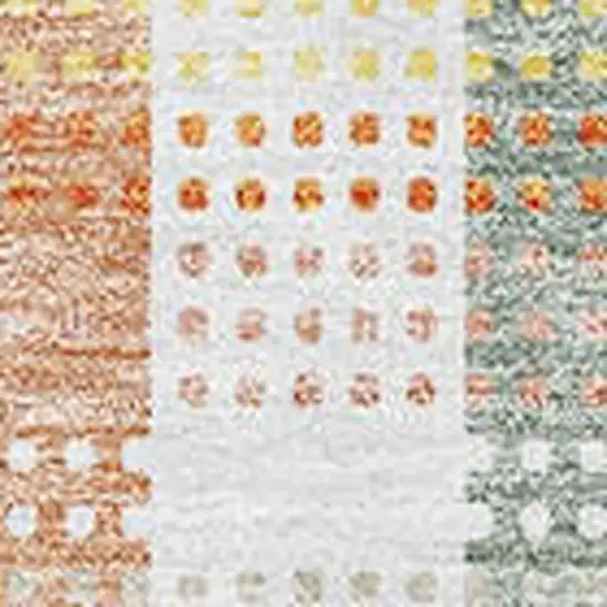 Peach Ivory And Yellow Plaid Washable Area Rug With UV Protection Photo 2