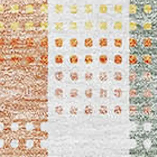 Peach Ivory And Yellow Plaid Washable Area Rug With UV Protection Photo 2