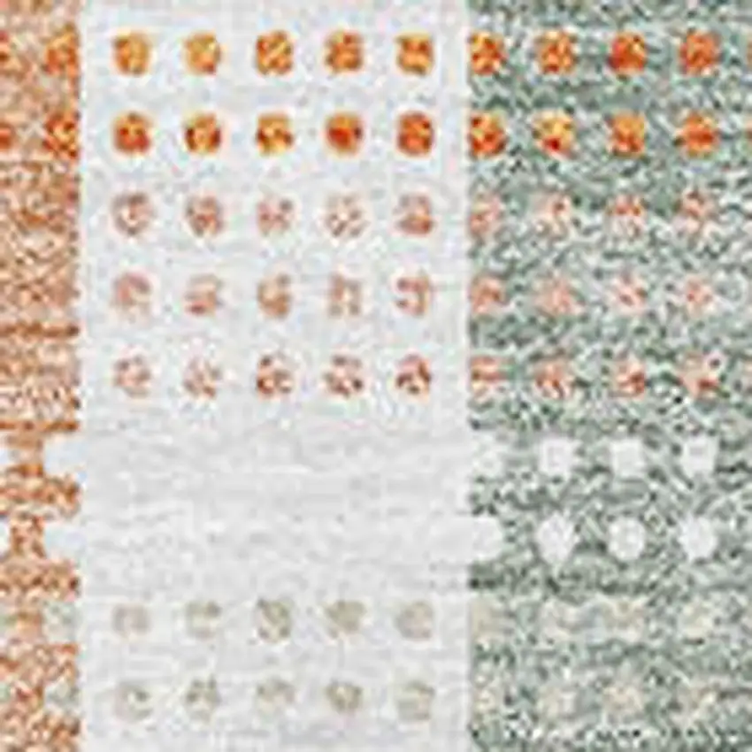 Peach Ivory And Yellow Plaid Washable Area Rug With UV Protection Photo 2