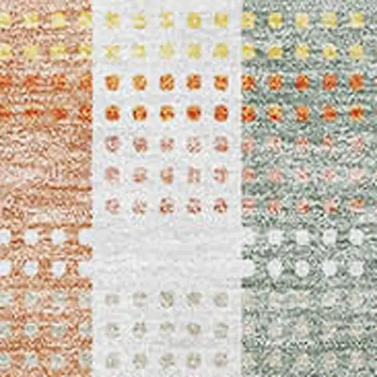 Peach Ivory And Yellow Plaid Washable Area Rug With UV Protection Photo 3