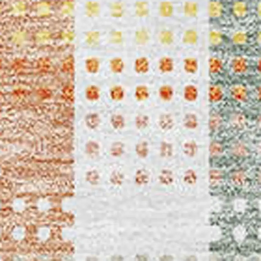 Peach Ivory And Yellow Plaid Washable Area Rug With UV Protection Photo 2