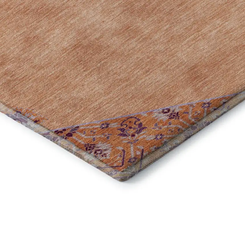 Peach Orange And Beige Oriental Washable Area Rug With UV Protection Photo 7