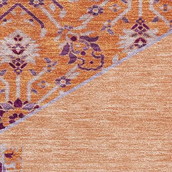 Peach Orange And Beige Oriental Washable Area Rug With UV Protection Photo 2
