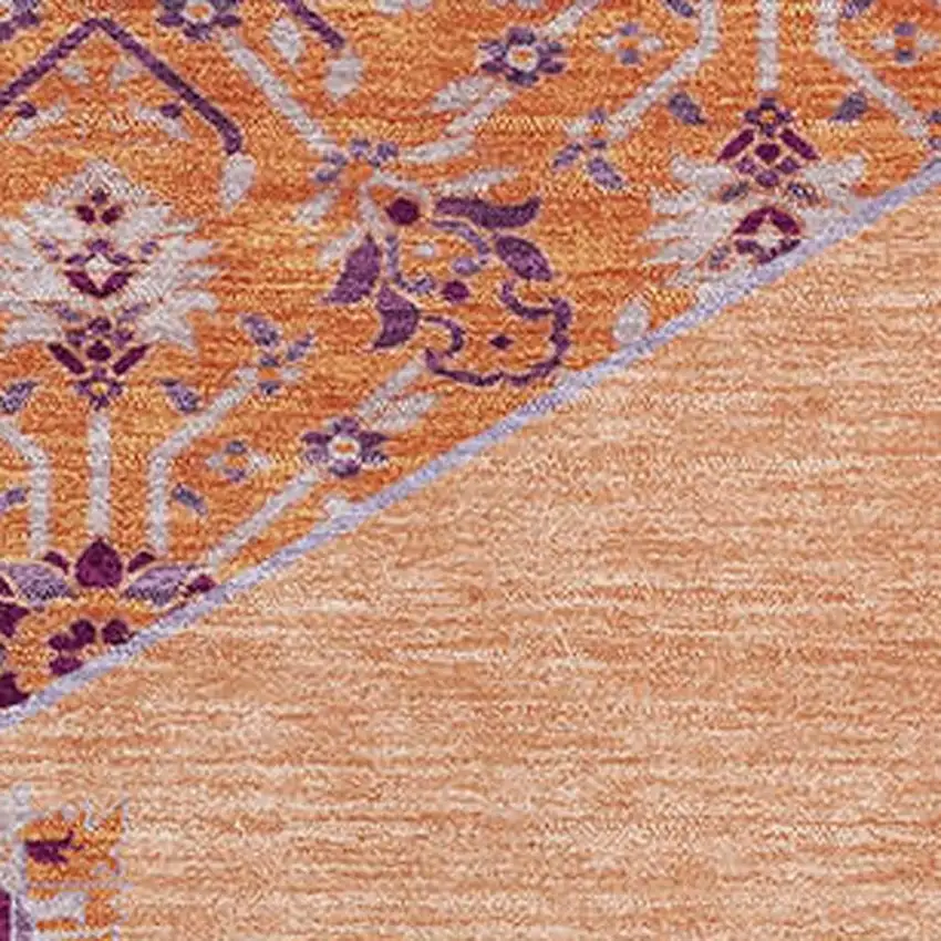 Peach Orange And Beige Oriental Washable Area Rug With UV Protection Photo 2