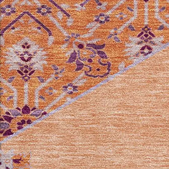 Peach Orange And Beige Oriental Washable Area Rug With UV Protection Photo 2