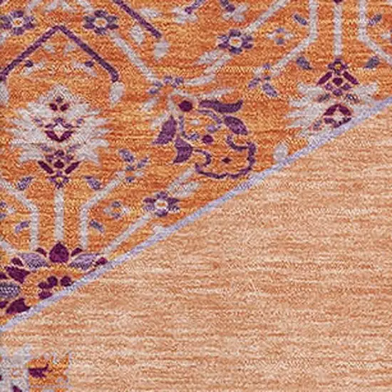 Peach Orange And Beige Oriental Washable Area Rug With UV Protection Photo 2