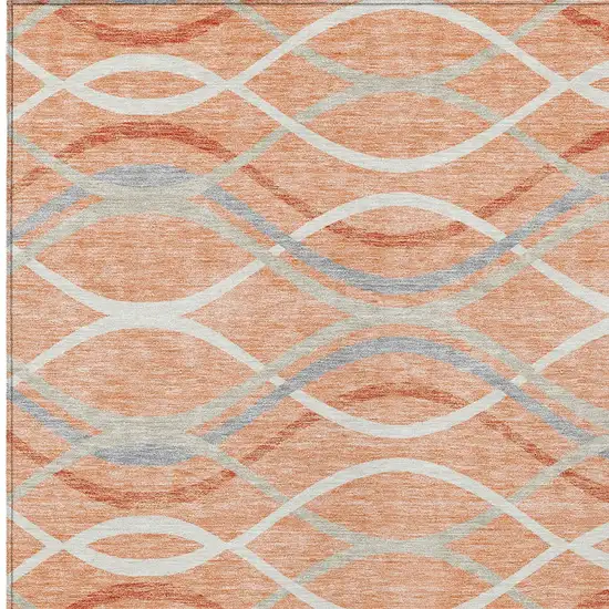 Peach Orange And Gray Abstract Washable Indoor Outdoor Area Rug Photo 4