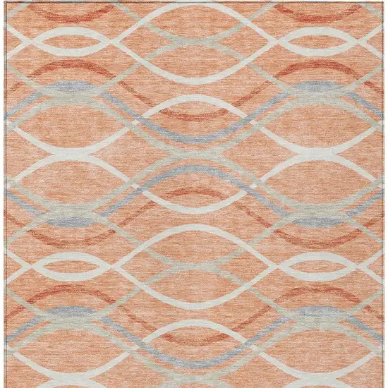 Peach Orange And Gray Abstract Washable Indoor Outdoor Area Rug Photo 4