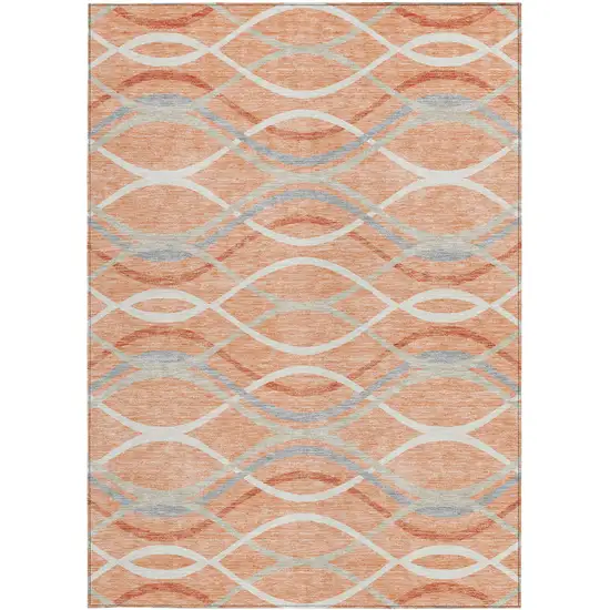 Peach Orange And Gray Abstract Washable Indoor Outdoor Area Rug Photo 5