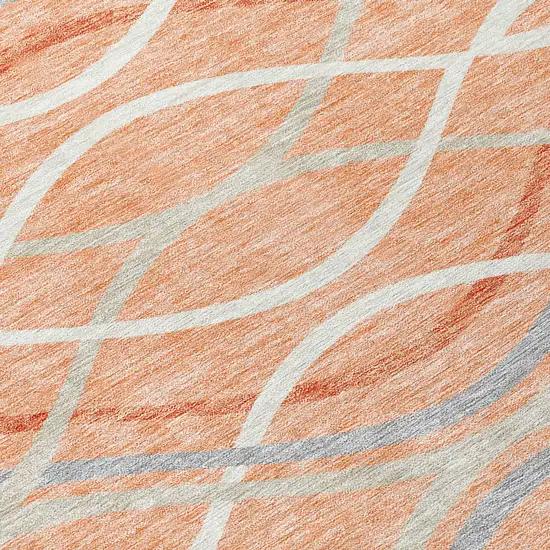 Peach Orange And Gray Abstract Washable Indoor Outdoor Area Rug Photo 8