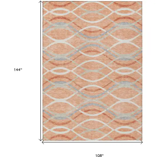 Peach Orange And Gray Abstract Washable Indoor Outdoor Area Rug Photo 9