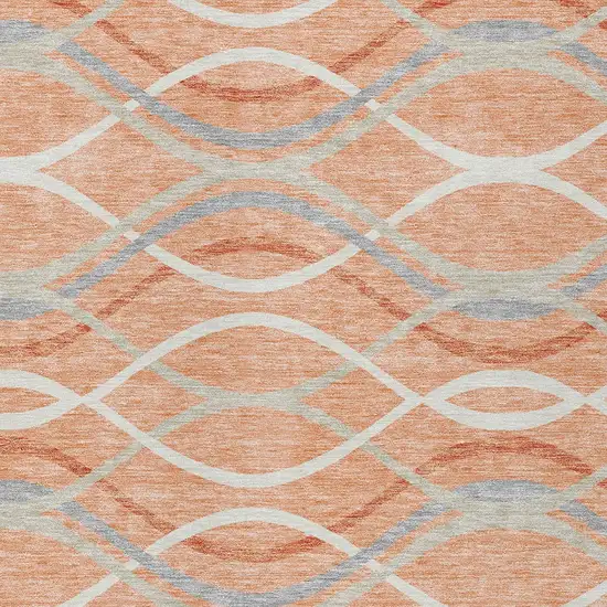 Peach Orange And Gray Abstract Washable Indoor Outdoor Area Rug Photo 5