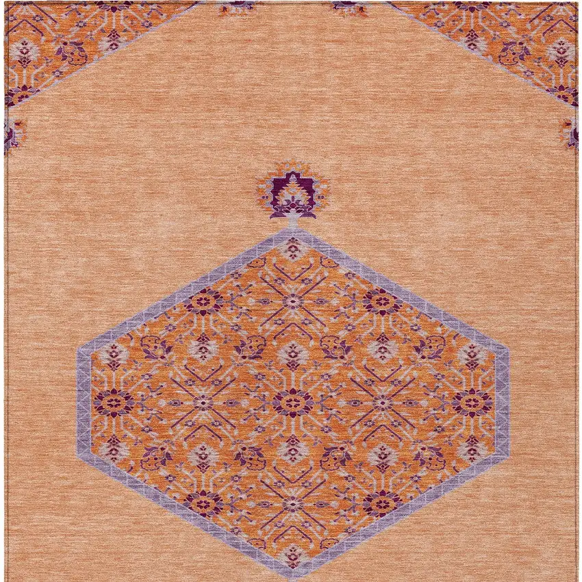 Peach Purple And Burgundy Oriental Washable Indoor Outdoor Area Rug Photo 7