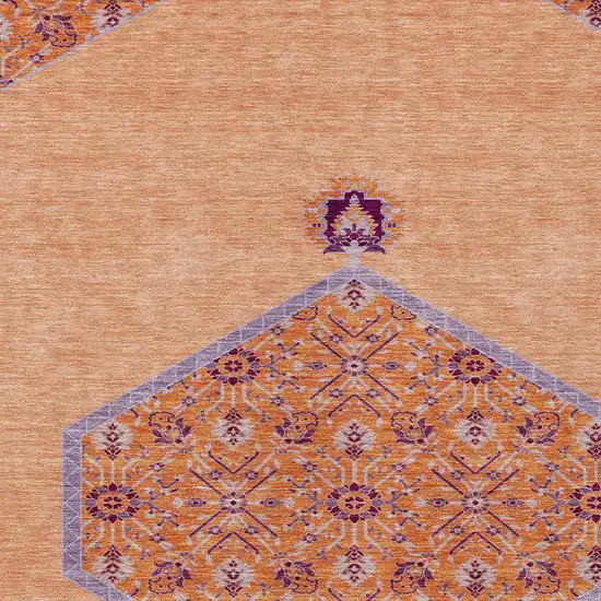 Peach Purple And Burgundy Oriental Washable Indoor Outdoor Area Rug Photo 6