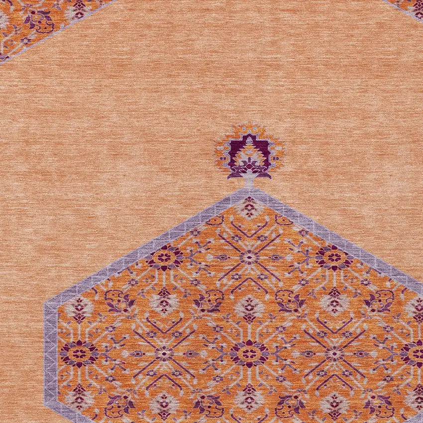 Peach Purple And Burgundy Oriental Washable Indoor Outdoor Area Rug Photo 6