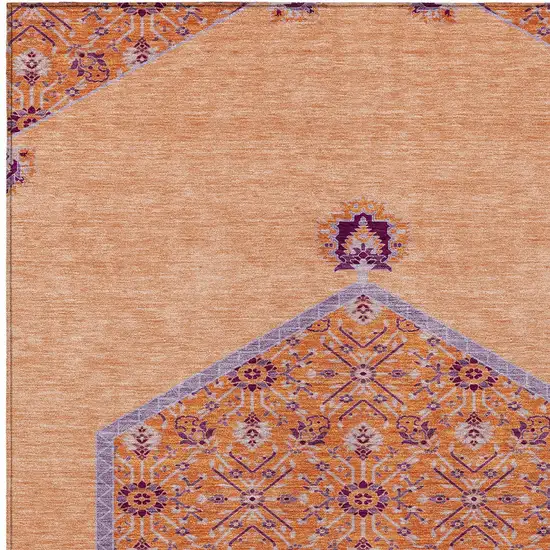 Peach Purple And Burgundy Oriental Washable Indoor Outdoor Area Rug Photo 6