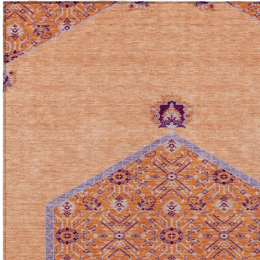 Peach Purple And Burgundy Oriental Washable Indoor Outdoor Area Rug Photo 6