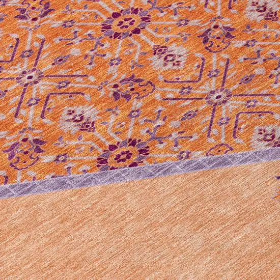 Peach Purple And Burgundy Oriental Washable Indoor Outdoor Area Rug Photo 5
