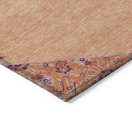Peach Purple And Burgundy Oriental Washable Indoor Outdoor Area Rug Photo 4