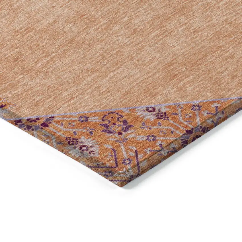 Peach Purple And Burgundy Oriental Washable Indoor Outdoor Area Rug Photo 4