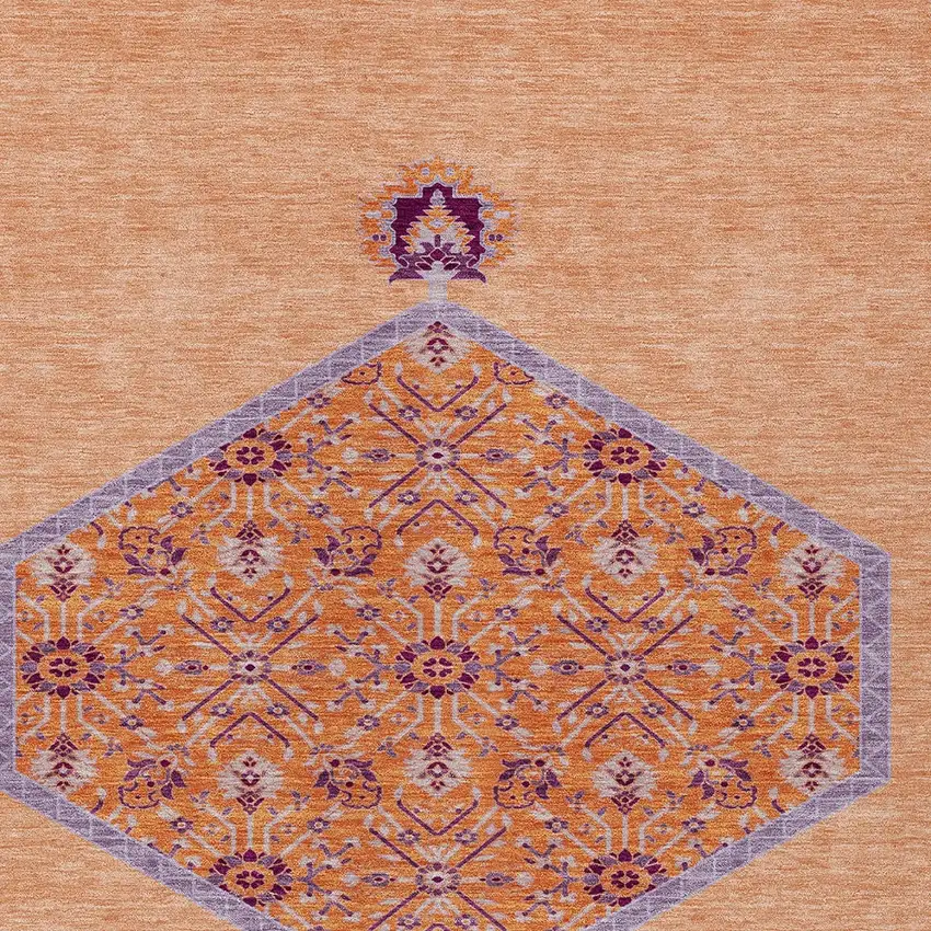 Peach Purple And Burgundy Oriental Washable Indoor Outdoor Area Rug Photo 6