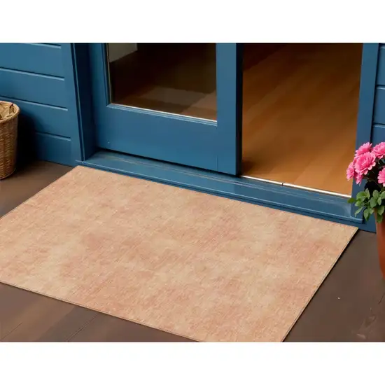 Peach Washable Indoor Outdoor Area Rug Photo 1