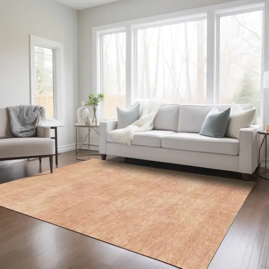 Peach Washable Indoor Outdoor Area Rug Photo 9