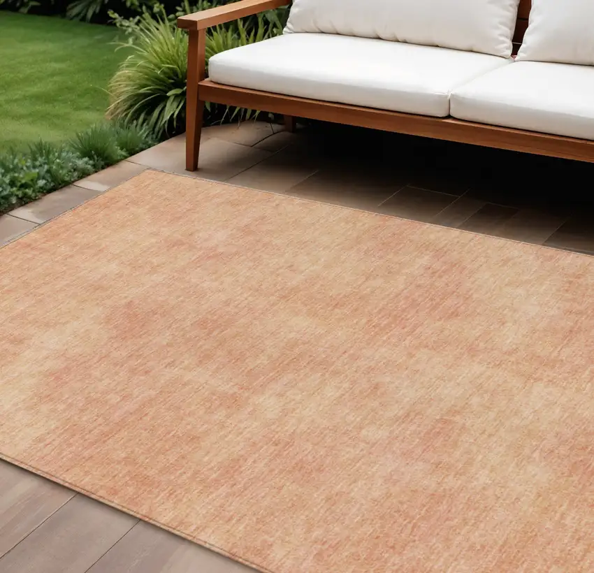 Peach Washable Indoor Outdoor Area Rug Photo 1