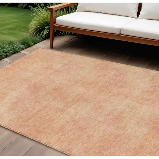 Peach Washable Indoor Outdoor Area Rug Photo 1