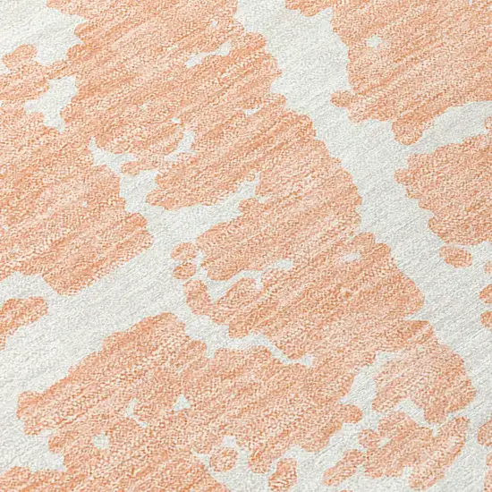 Peach and Ivory Abstract Washable Non Skid Indoor Outdoor Area Rug Photo 8