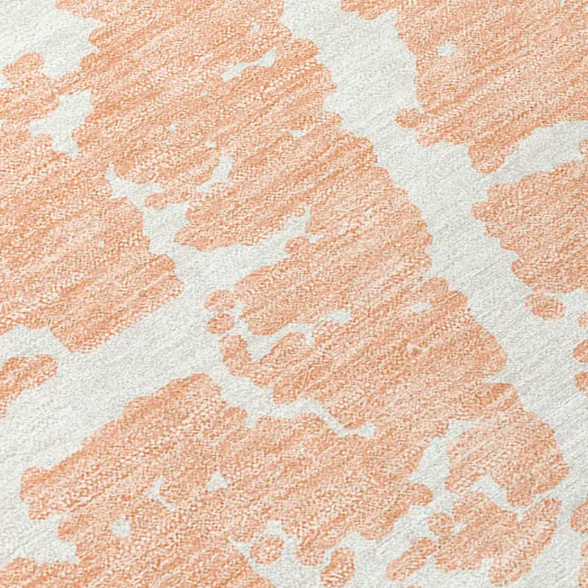 Peach and Ivory Abstract Washable Non Skid Indoor Outdoor Area Rug Photo 8