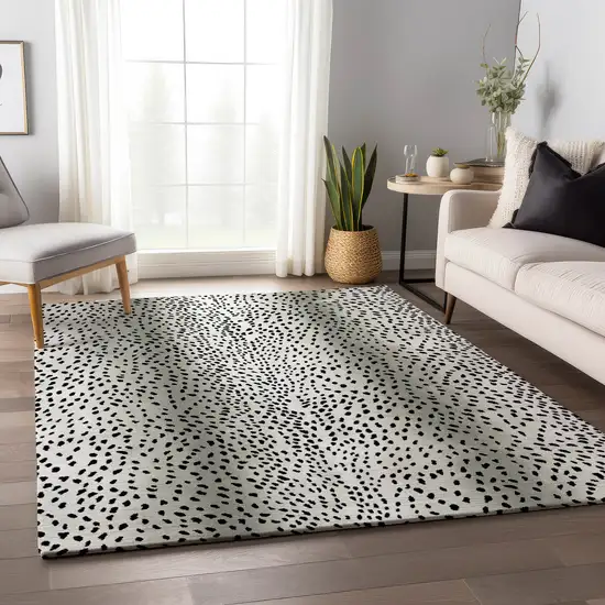 Pearl And Black Animal Print Washable Indoor Outdoor Area Rug Photo 7
