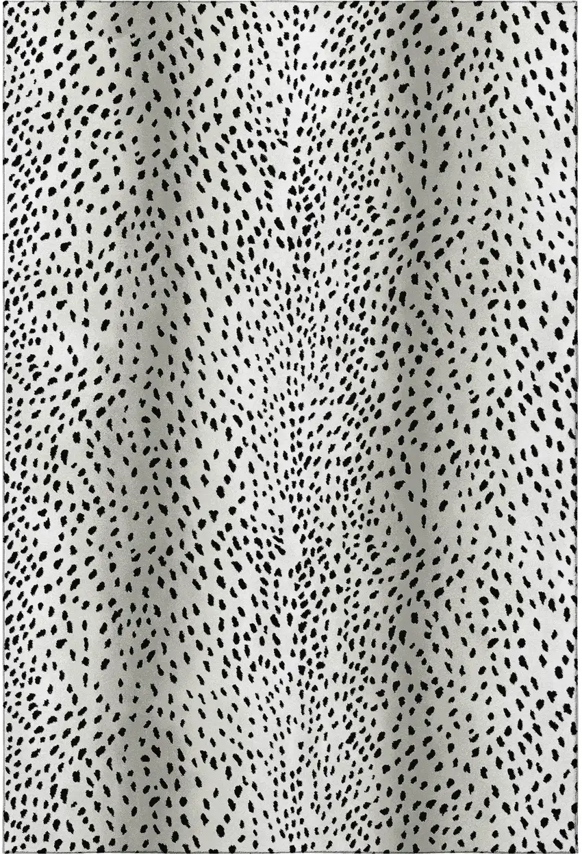 Pearl And Black Animal Print Washable Indoor Outdoor Area Rug Photo 5