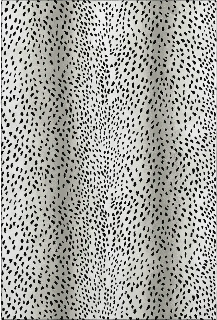 Pearl And Black Animal Print Washable Indoor Outdoor Area Rug Photo 2