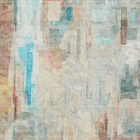 Pearl And Gray Abstract Washable Indoor Outdoor Area Rug Photo 5
